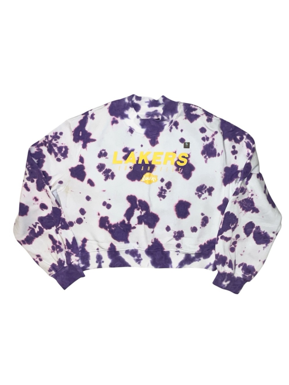 NWT Junkfood Laker Tie Dye Crewneck Sweatshirt Purple White Yellow Logo Large
